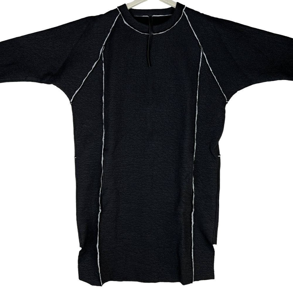 New Barbara Gongini One Size Women Black Tunic Dress Leather Print 100% Cotton - Picture 6 of 11